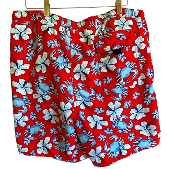 VINYARD VINES MEN’S SWIM SHORTS Floral Red Large Like New Drawstring Waistband - Picture 7 of 15